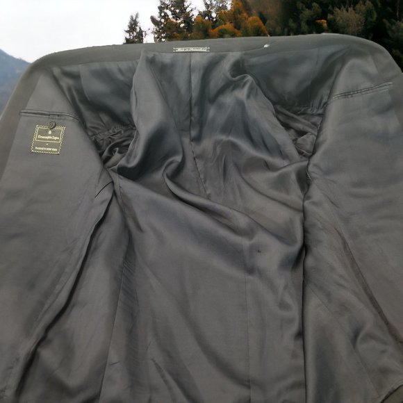 Ermenegildo Zegna Men's 42R Solid Black 100% Wool Blazer Sport Coat & Tie 10673 - Picture 6 of 8